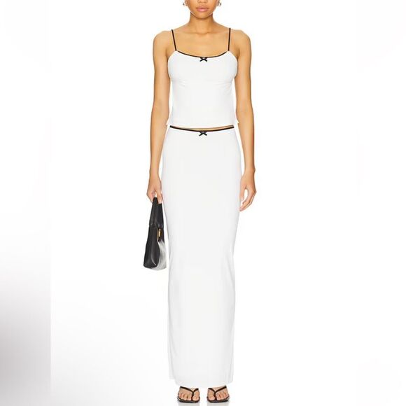 NWT More To Come Koral Maxi Skirt Set White navy backless top dress Revolve M - Picture 1 of 11